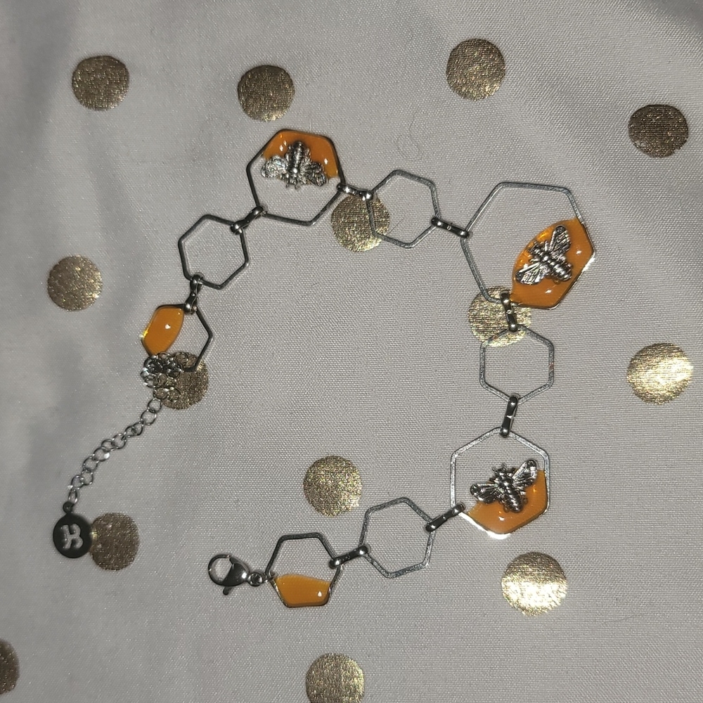 Honeycomb Bracelet, Bees, Resin Bracelet